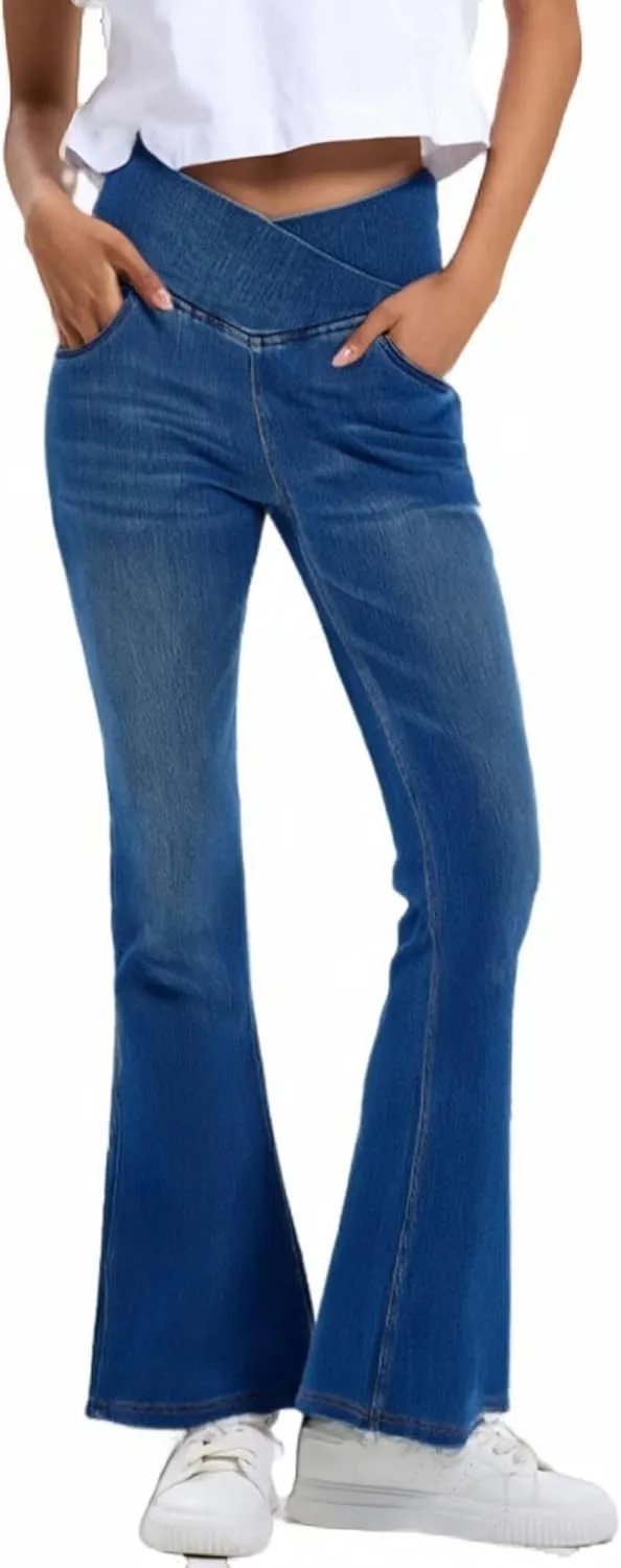 

Женские джинсы с высокой талией и расклешенными штанинами Lynroxia