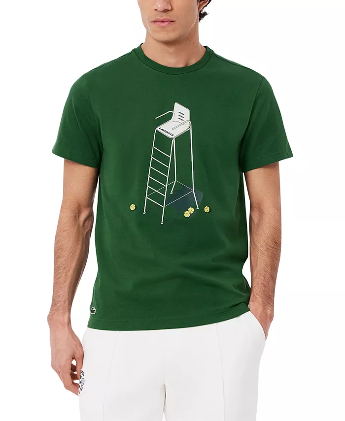 

Мужская теннисная футболка с коротким рукавом и принтом Performance Lacoste, зеленый