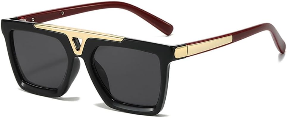 

Большие солнцезащитные очки для женщин и мужчин, винтажные, в крупной оправе, с металлическими вставками, солнцезащитные очки для женщин с защитой от УФ-излучения UV400 HDUBFY, Red Gray