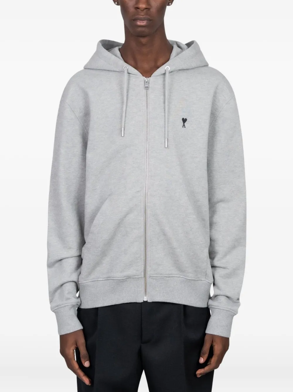 

Толстовка на молнии с вышитым логотипом AMI Paris, серый