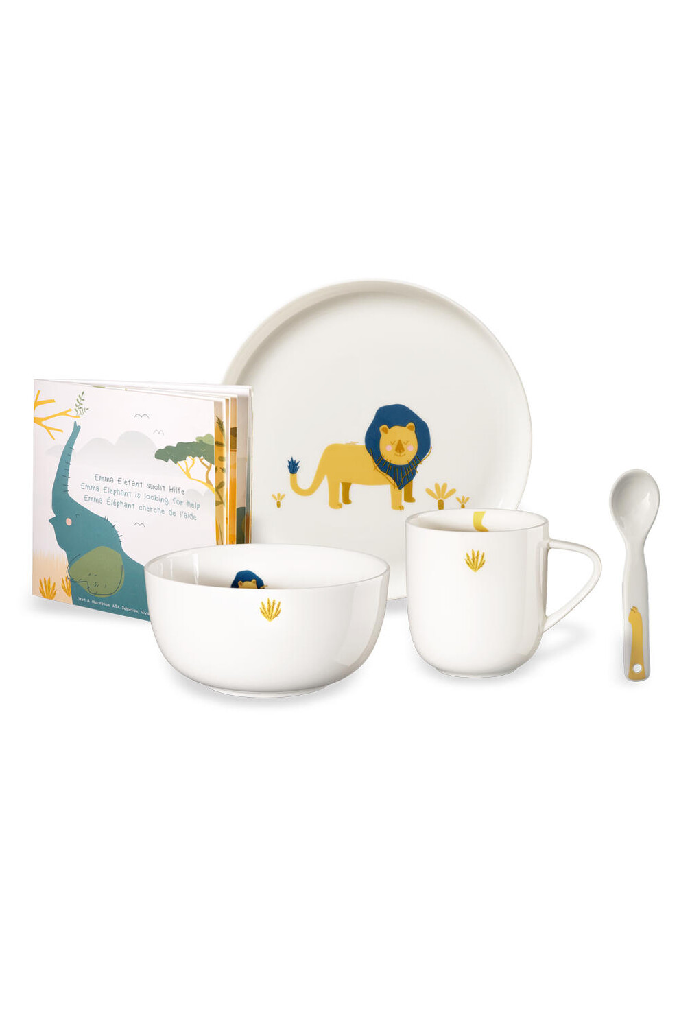 

Набор детской посуды детский, leo löwe fine bone china 4 предм., 4 предм. Asa, желтый/белый
