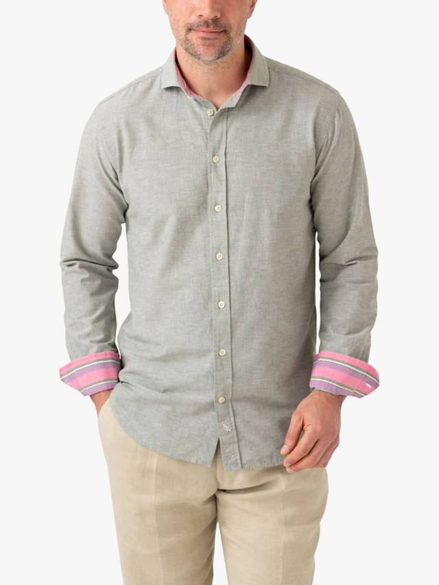 

Хлопковая рубашка с льняной примесью Regular Fit KOY, Green