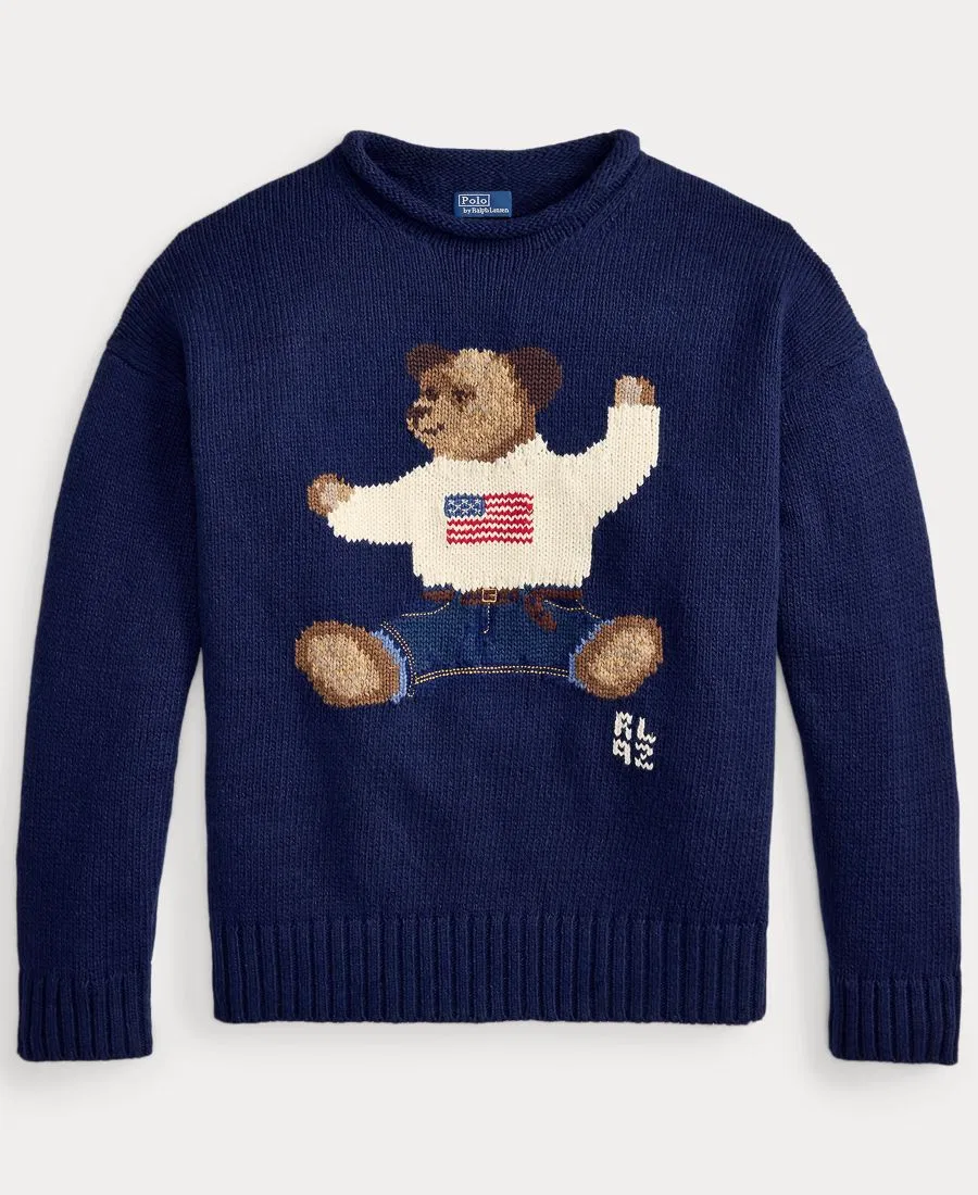Женский свитер с длинными рукавами и круглым вырезом Polo Ralph Lauren, Newport Navy Multi — фото 2