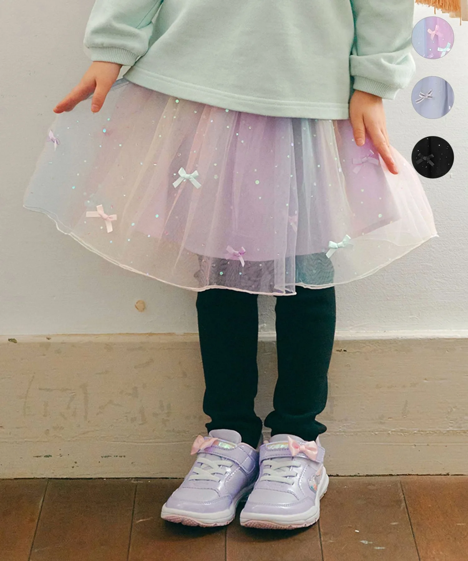 Детские брюки-юбка с блестками и лентами ANY Ribon Rame Churu Skirt лиловые
