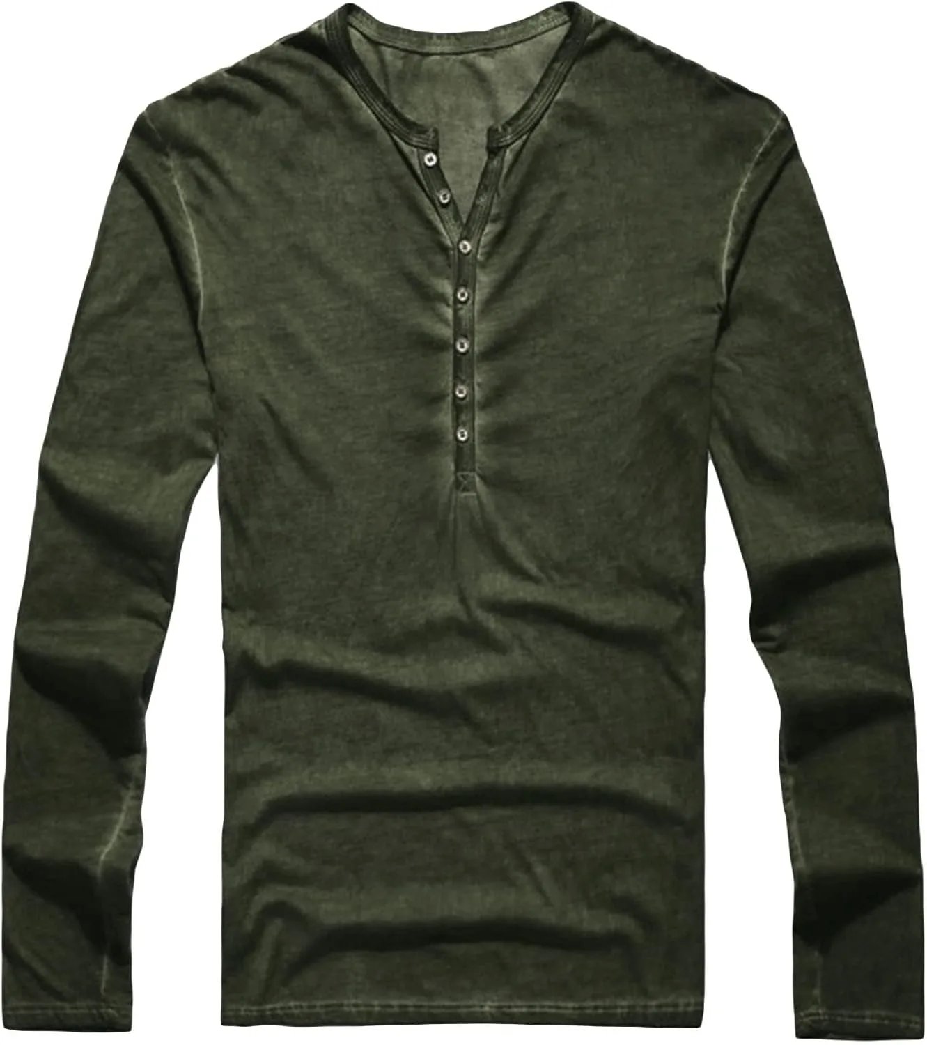 Мужская футболка Henley с длинным рукавом, Slim Fit, хлопок