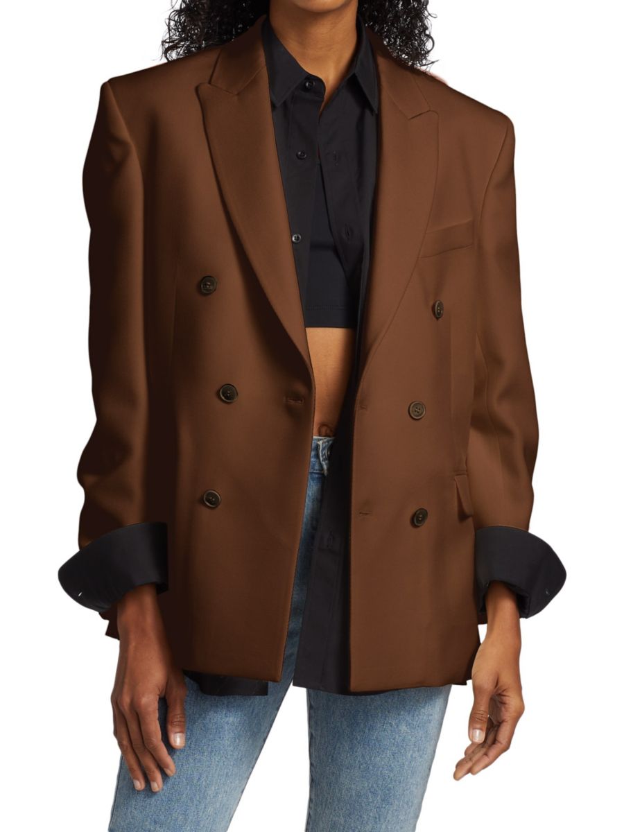 

Двубортный шерстяной блейзер WARDROBE.NYC, коричневый