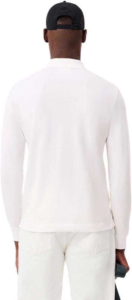 Мужское поло Lacoste Paris с длинным рукавом из эластичного хлопка, White — фото 3