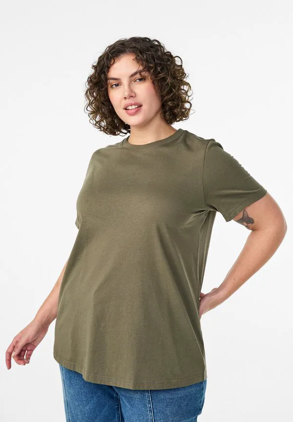 

Простая футболка Zizzi, Dusty Olive, Хаки, Простая футболка Zizzi, Dusty Olive