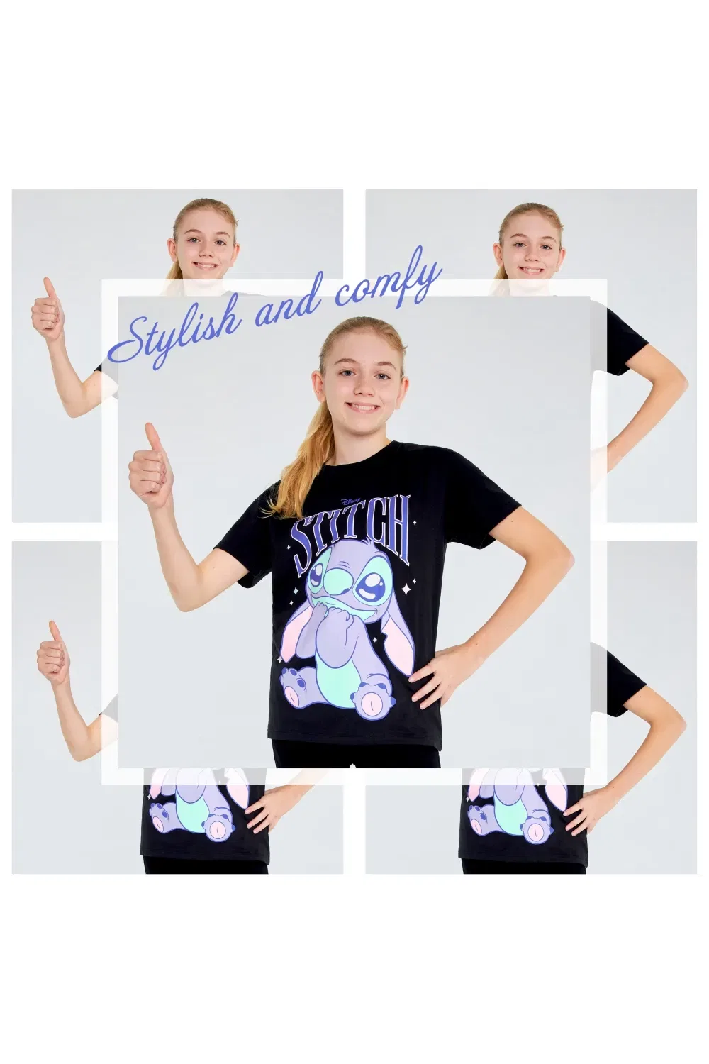 Футболки Disney Stitch для девочек, набор 2 шт., хлопок, мультиколор — фото 3