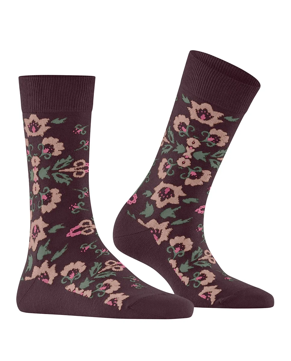 

Женские носки с цветочным рисунком Burlington, бордовый