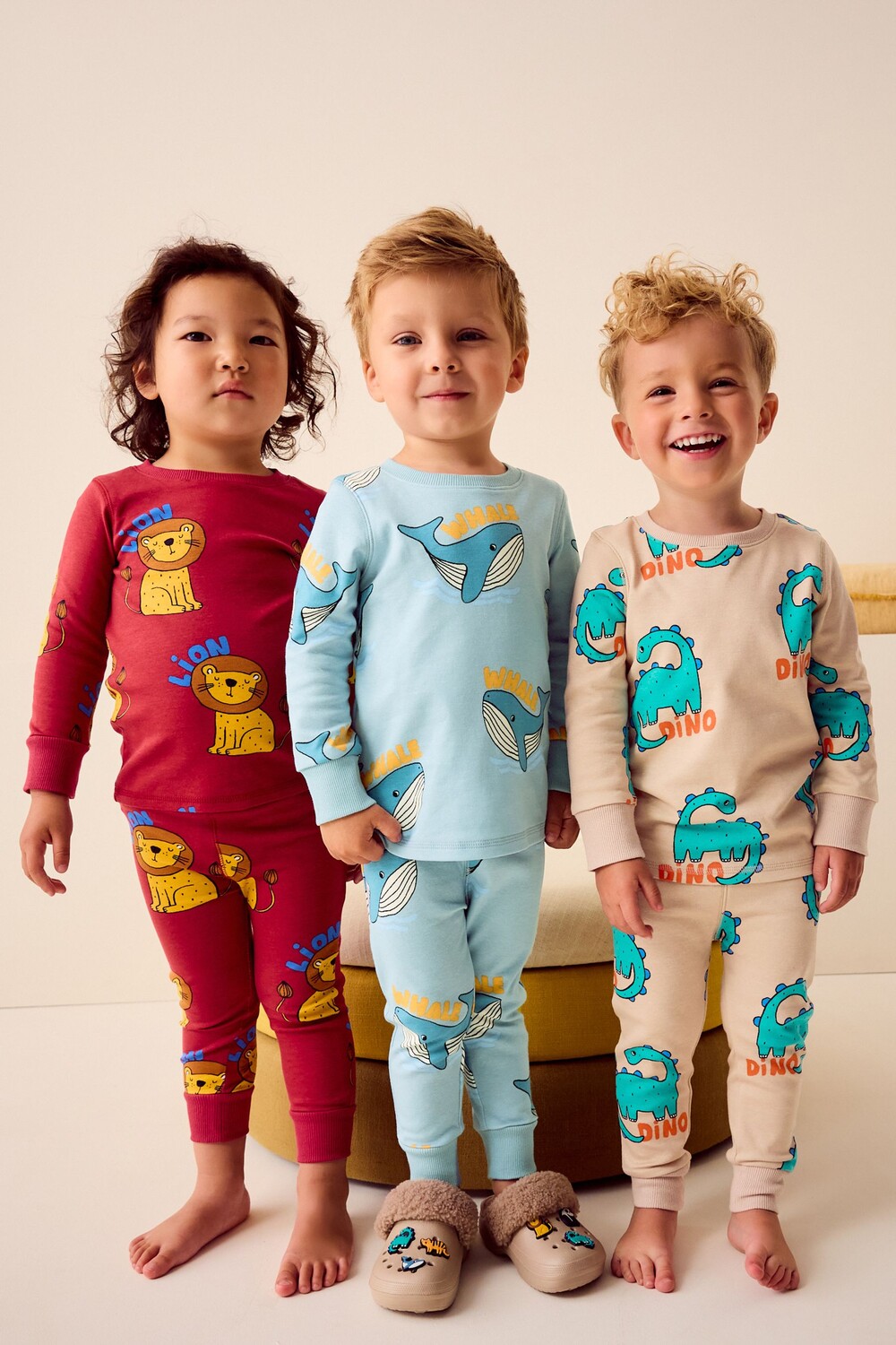 Пижама Snuggle из 100% хлопка, 3 шт в упаковке Next, красный/синий/бежевый — фото 3