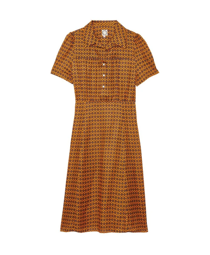 

Платье Angã¨Le из атласа с принтом Ines De La Fressange Paris, мультиколор