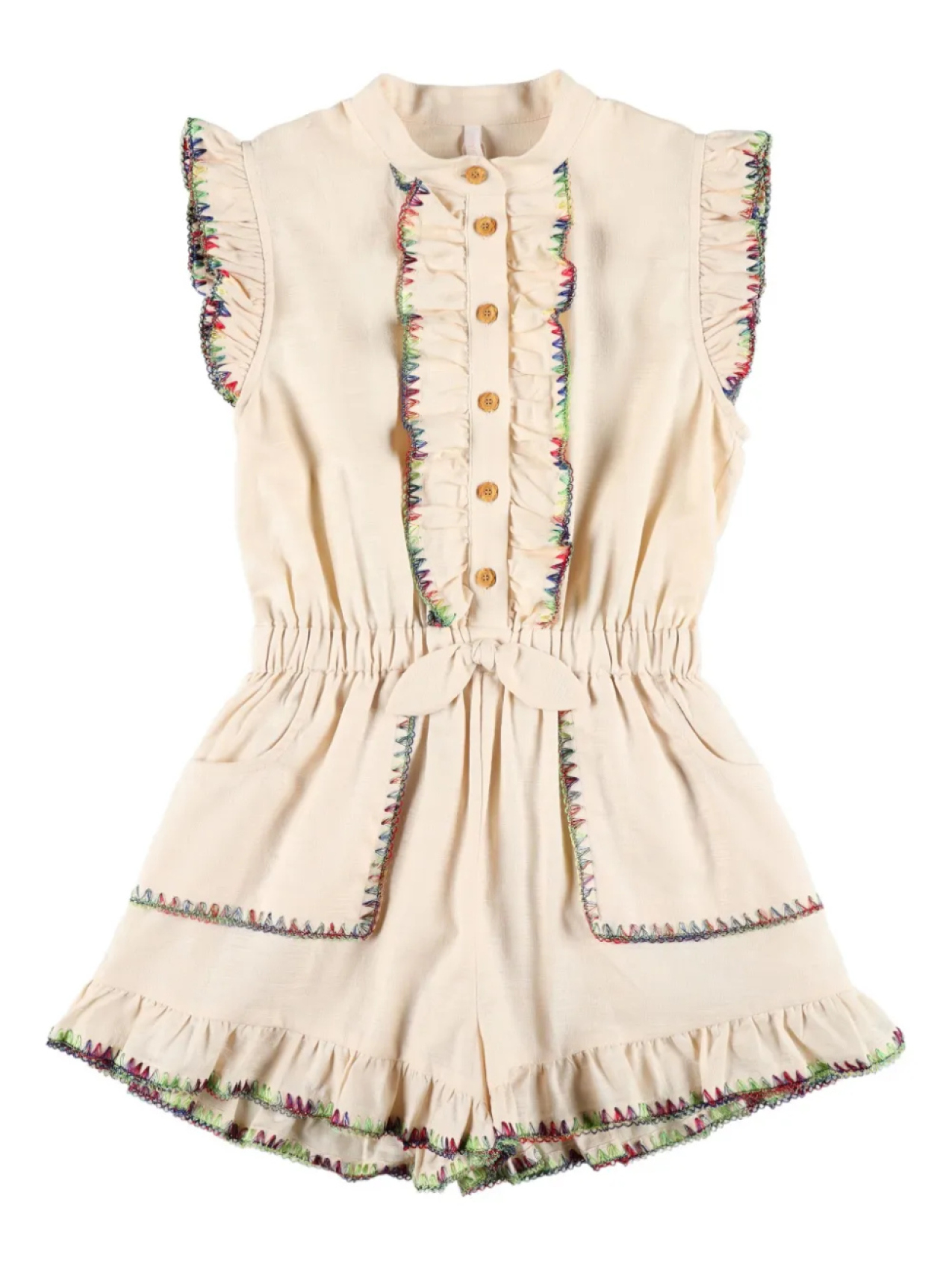 

ZIMMERMANN Kids Lucy комбинезон с оборками и пуговицами спереди, нейтральный