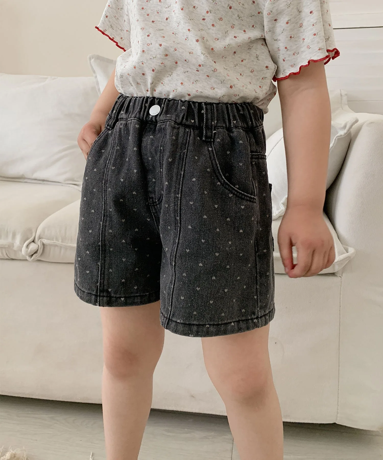 Детские джинсовые шорты в горошек Aimoha Kids, black — фото 2