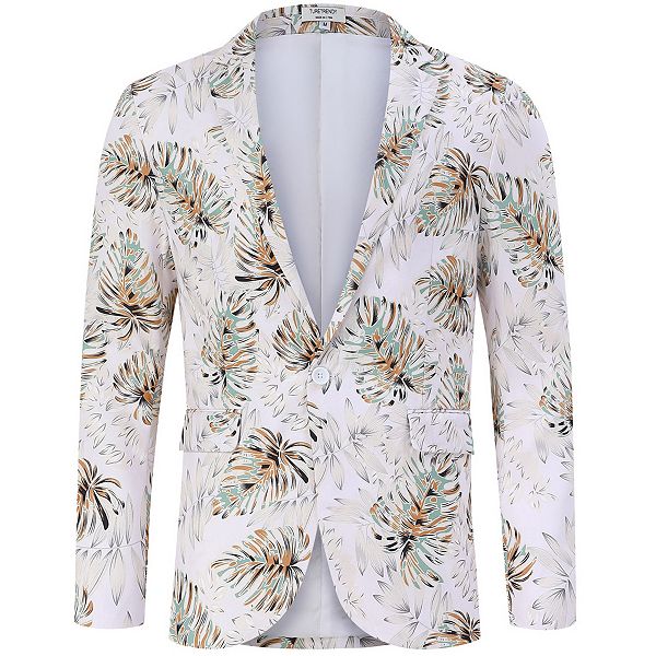 

Мужской пиджак для рождественской вечеринки с принтом и шалью Clearflower, White Print
