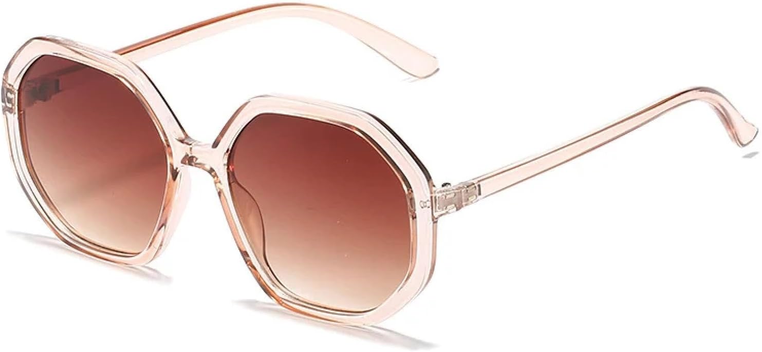 

Классические ретро-солнцезащитные очки овальной формы для женщин и мужчин. Модные многоугольные солнцезащитные очки класса люкс для путешествий с защитой от УФ-излучения UV400 TKKTLLT, Champagne Tea