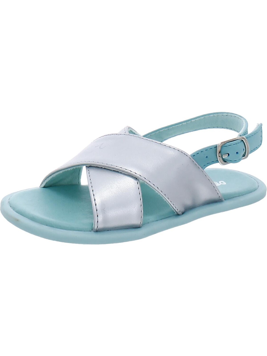 

Сандалии Bloom Girls с ремешком на пятке и крест-накрест для малышей Oomphies, цвет Aqua Green/Silver