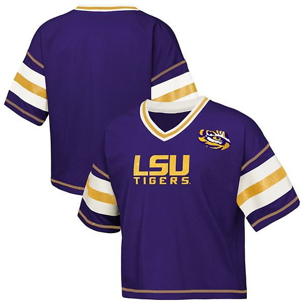 Детская футболка с v-образным вырезом LSU Tigers Gridiron в фиолетовом цвете Outerstuff — фото 2