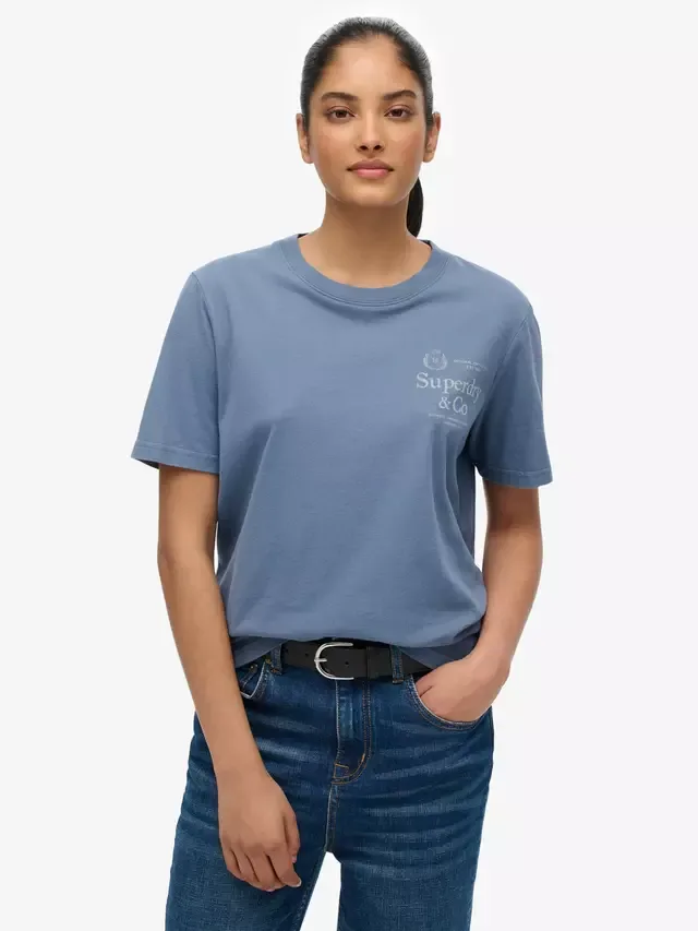 Роскошная повседневная футболка свободного кроя Superdry, Vintage Indigo