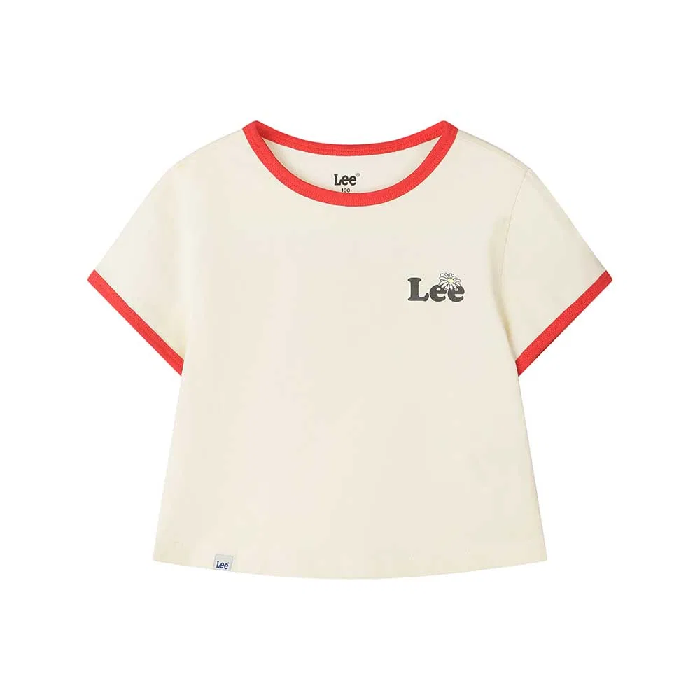 Детская футболка Ringer с графикой ромашки и бантом светло-жёлтая от Lee Kids