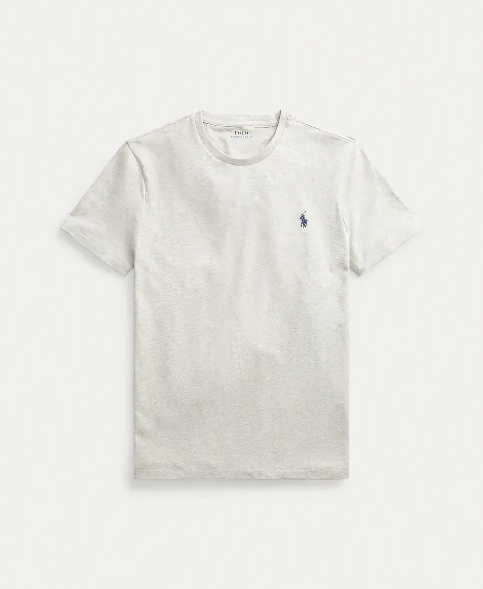 Мужская хлопковая футболка с вышитым логотипом Polo Ralph Lauren, серый — фото 4