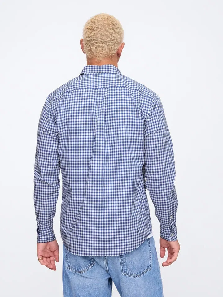 Рубашка Regular Fit в клетку GAP, синий/белый — фото 2
