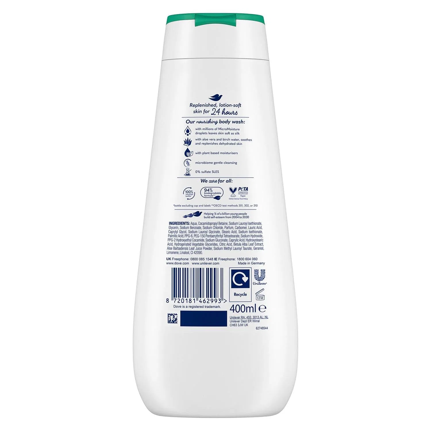 Гель для душа Dove Advanced Care Hydrating Care с алоэ и березовой водой, 6 x 400 мл ‎Dove, Lightblue — фото 3