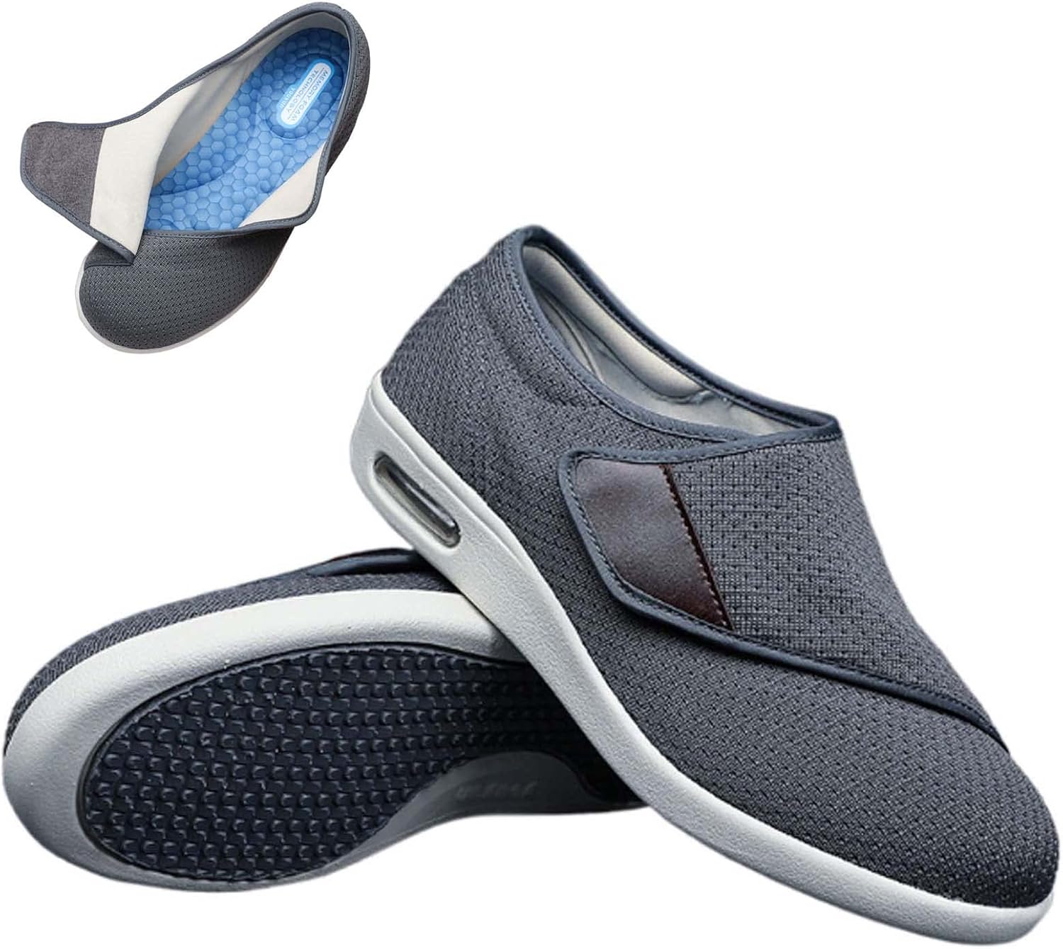 

Легкие кроссовки для ходьбы, плюс удобные обувь для расширения, регулируемые при опухании стопы, противоскользящие, с двойной стелькой и воздушной подушкой, мужские кроссовки для ходьбы, размер 13.5 Generic, серый