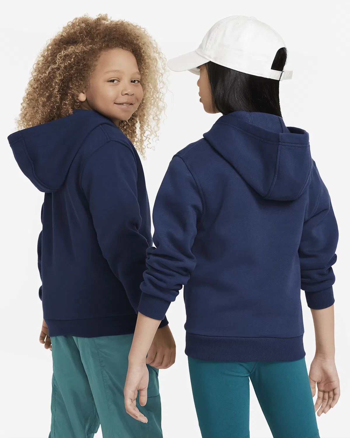 Детская худи Nike Sportswear Club Fleece на молнии, Midnight Navy/White — фото 2