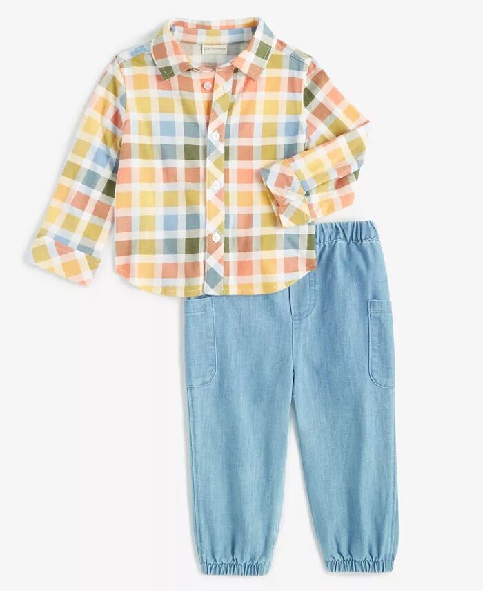 

Комплект из рубашки и брюк в клетку Game Day для маленьких мальчиков First Impressions, желтый