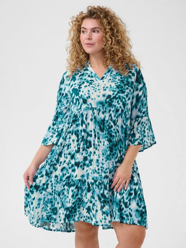 

Мини-платье Ami с леопардовым принтом KAFFE Curve, Teal/Multi