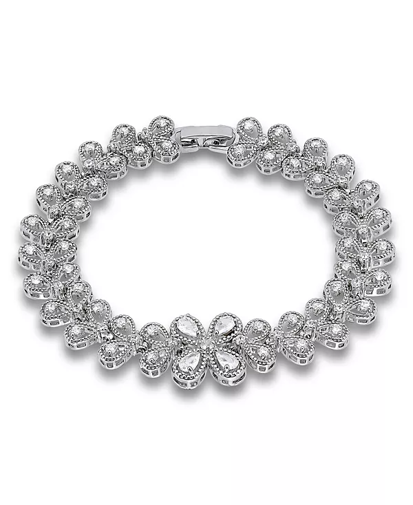 

Браслет с кубическим цирконием в форме листа Macy'S, silver