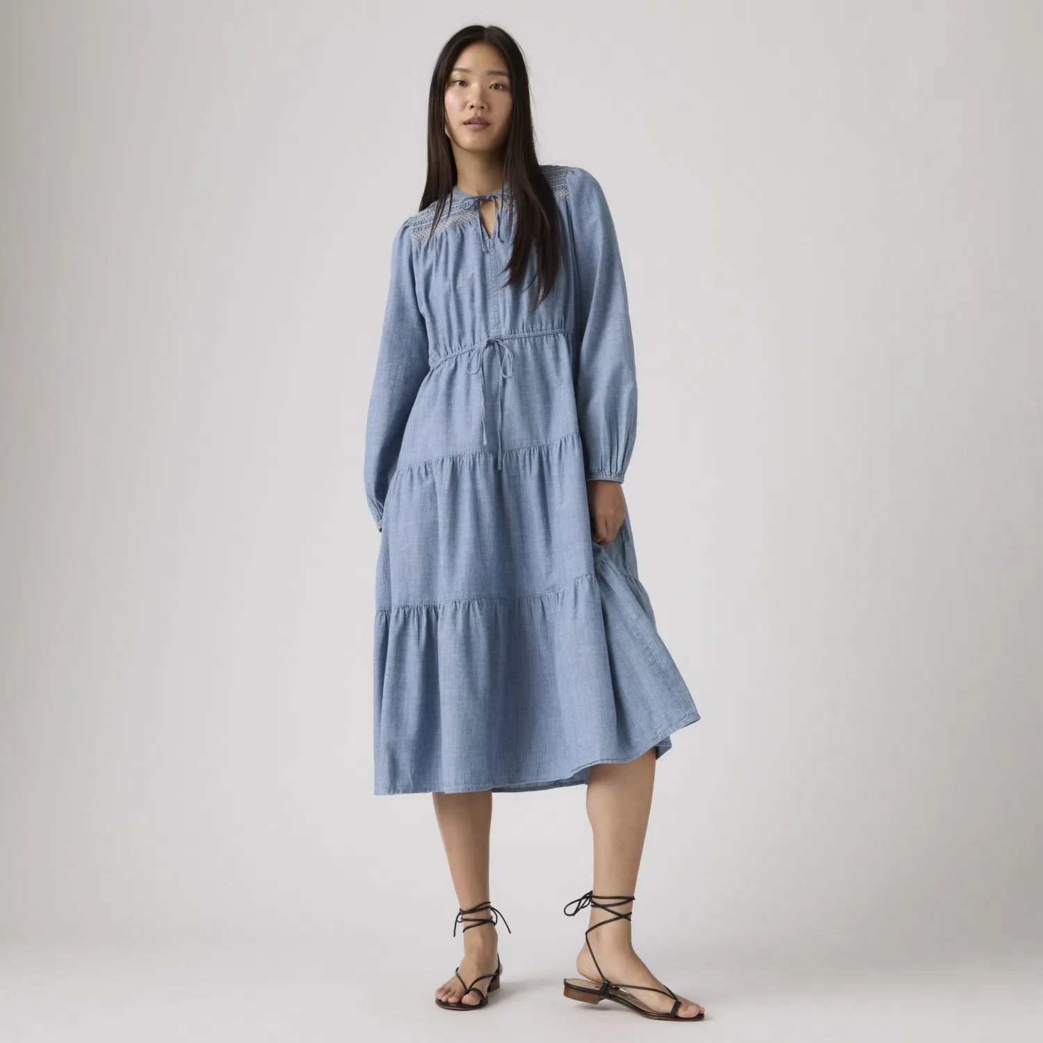Платье-миди с длинными рукавами Seren Levi's, Medium Wash