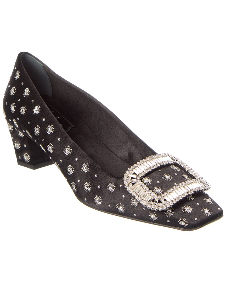 Roger Vivier Миниатюрные атласные туфли со стразами, черный