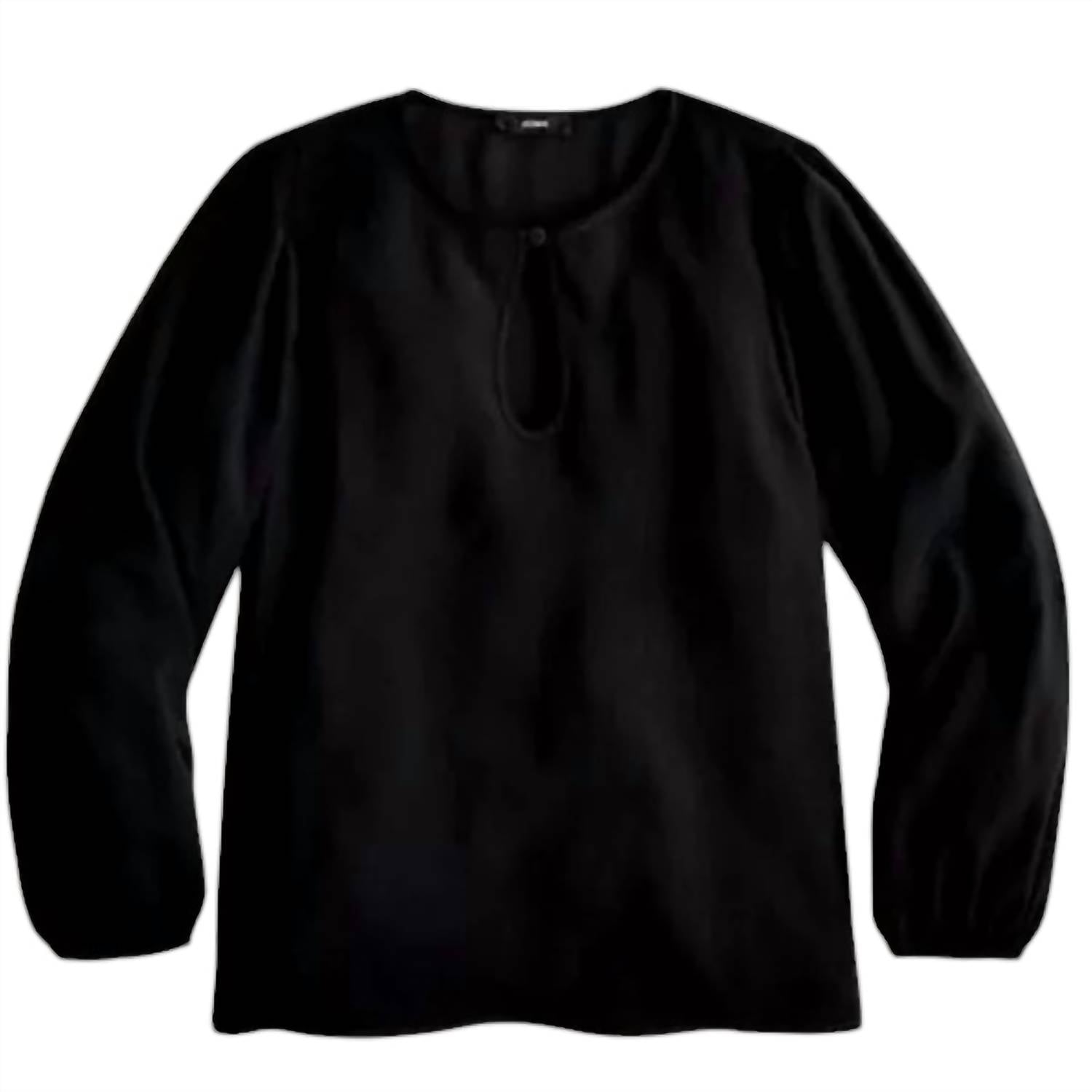 

Женский креповый топ с рукавами-фонариками черного цвета J.Crew