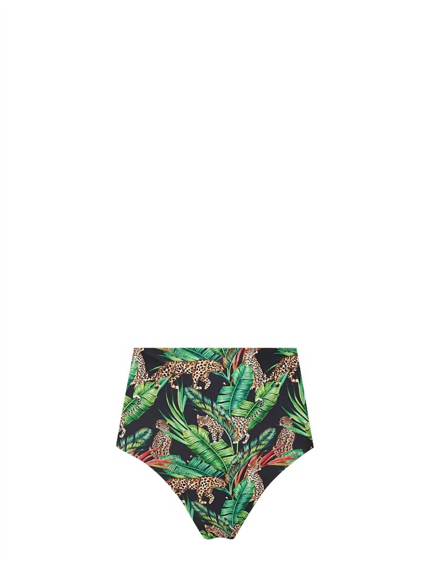 

Женские реверсивные компрессионные бикини-трусы с высокой талией в расцветке Полуночный тропический лес + черно-белый горох Lia Sahara