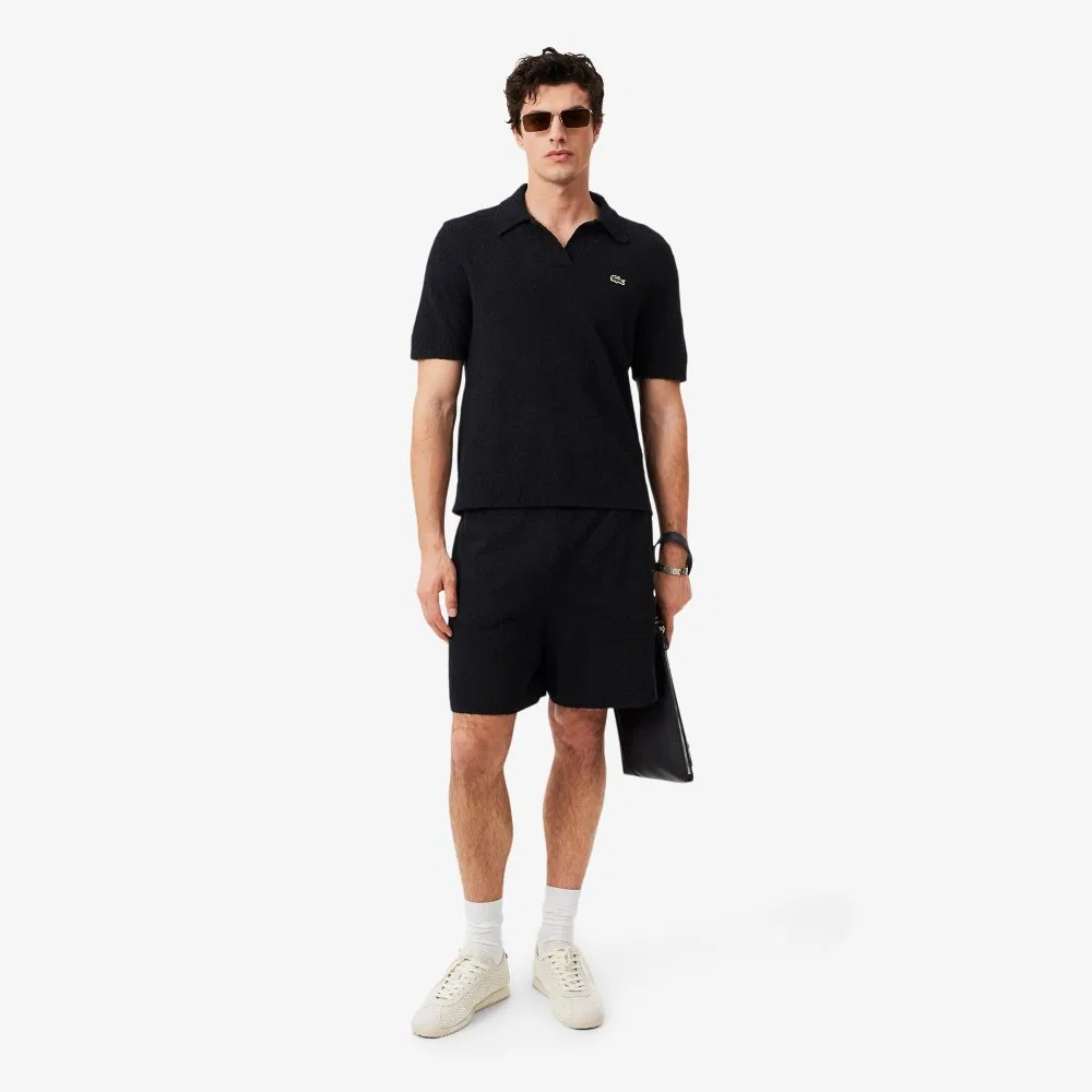 Мужские хлопковые шорты свободного кроя тёмно-синие от Lacoste — фото 4