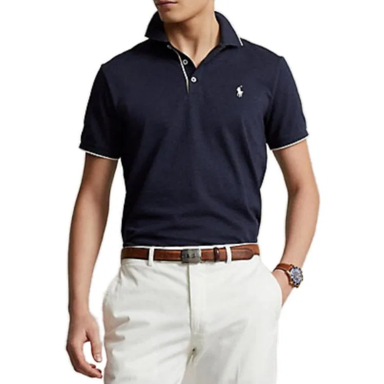 Поло мужское Polo Ralph Lauren с вышитым логотипом, синее — фото 4