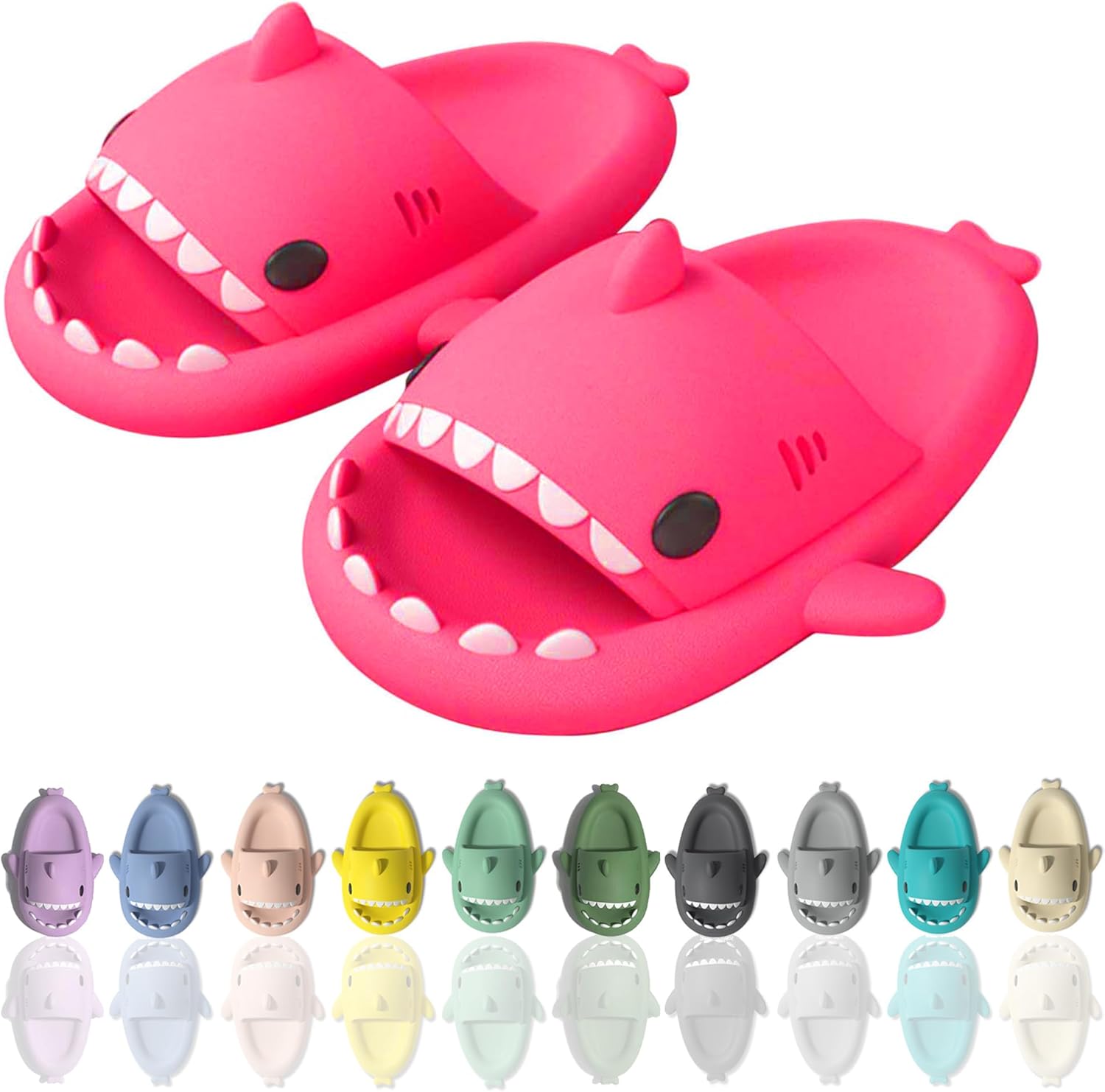 

Шлепанцы Sharllen Shark для женщин и мужчин с милым забавным мультяшным дизайном, противоскользящие, с открытым носком, легкие летние шлепанцы с акулой, розовый