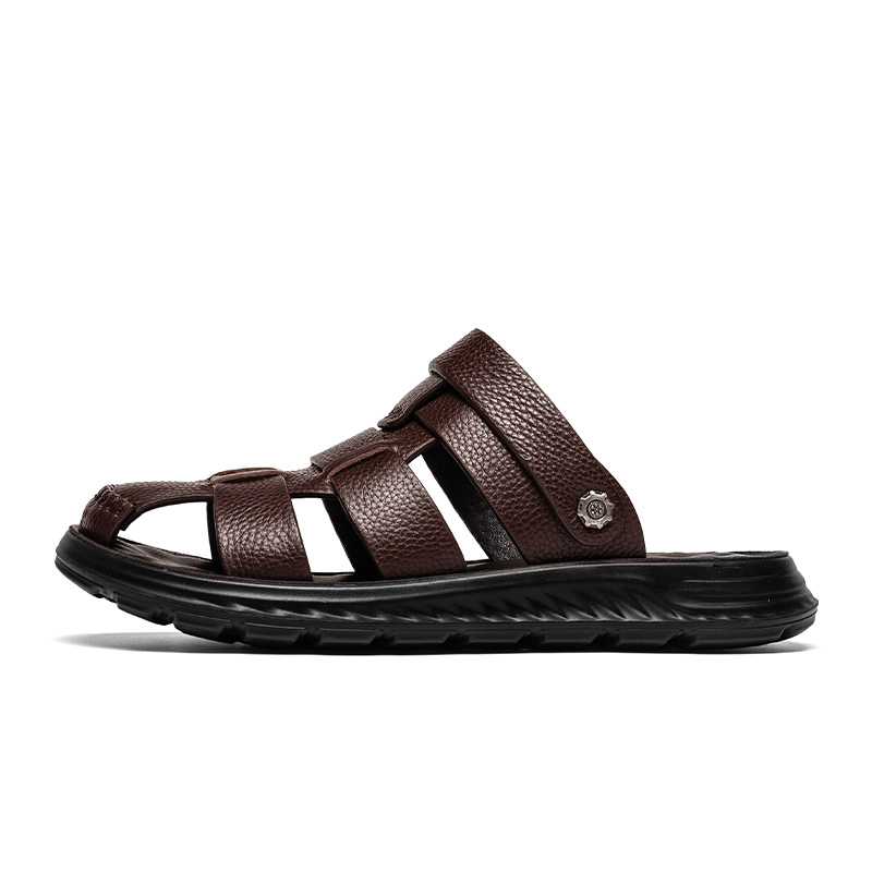 CALIFBULL Мужские пляжные сандалии Black, цвет Black[Leather Shoe Size: Size 40 in This Model = Athletic Shoes 41] — фото 2