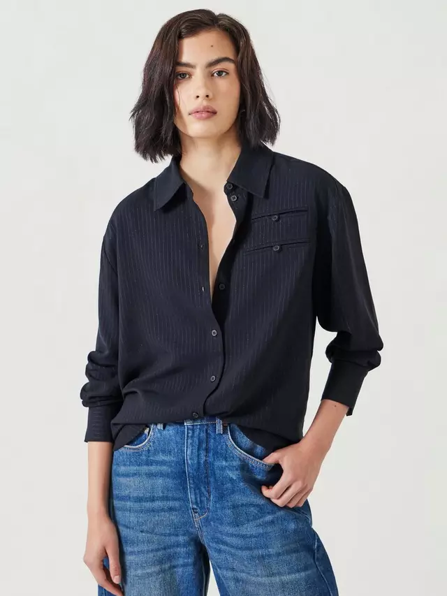 

Рубашка HUSH Amren Pinstripe, цвет washed black