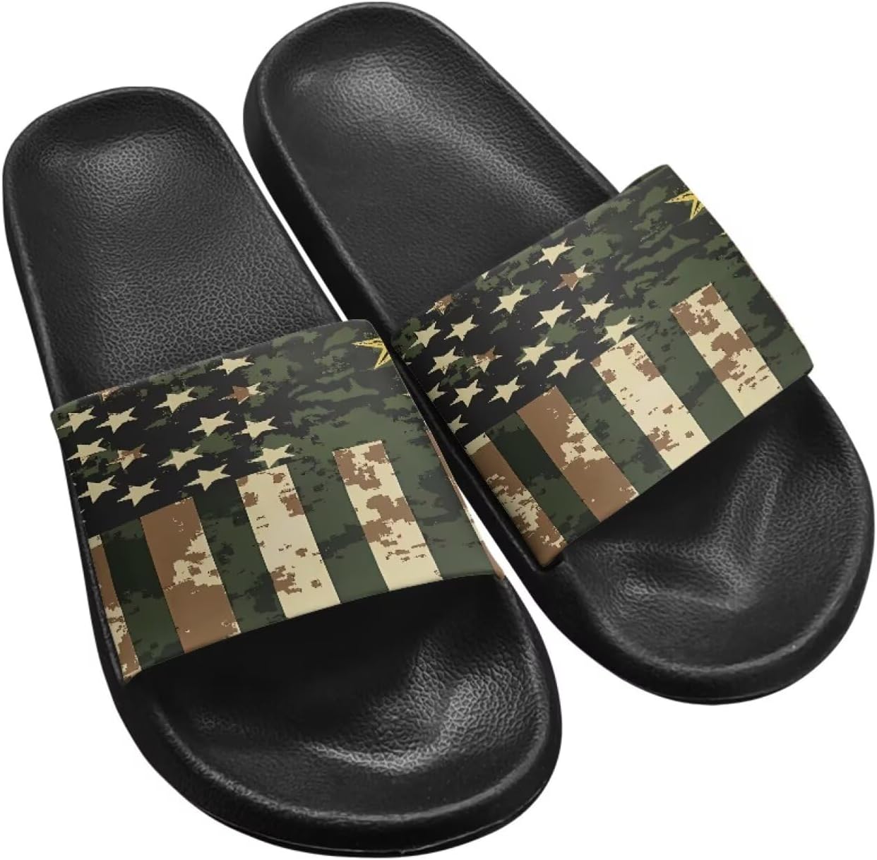 

Мужские домашние тапочки Twousenru с модным принтом флага - быстро сохнущие пляжные и бассейновые шлепанцы, нескользящие удобные душевые туфли, зеленый