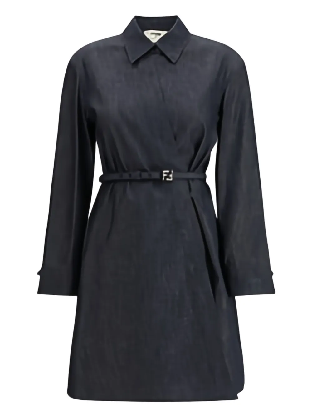 

Джинсовое платье-рубашка мини с поясом Fendi, синий