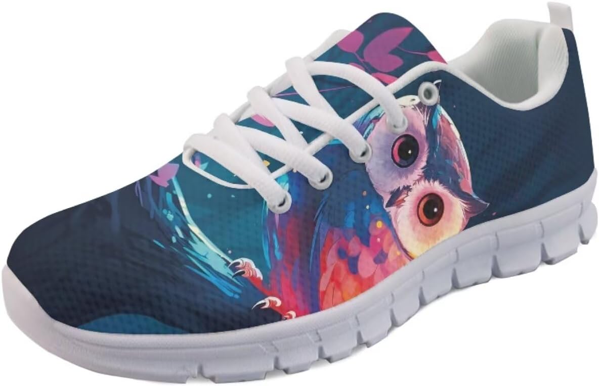 

Женские осенние кроссовки на шнуровке, повседневные слипоны для бега и ходьбы, спортивная обувь для женщин Getelinseng, Colorful Owl