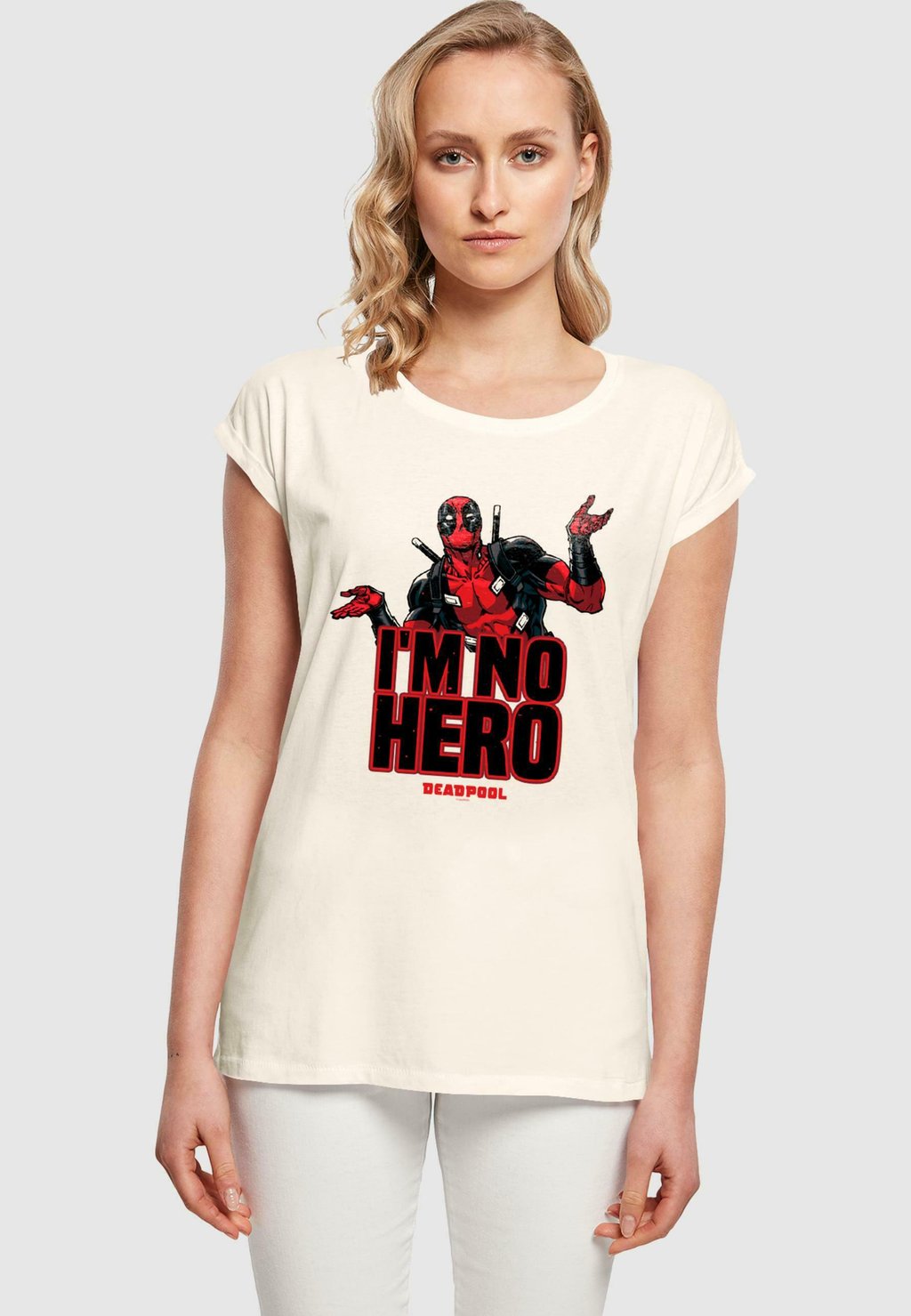 

Футболка с принтом DEADPOOL I AM NO HERO ABSOLUTE CULT, песочный