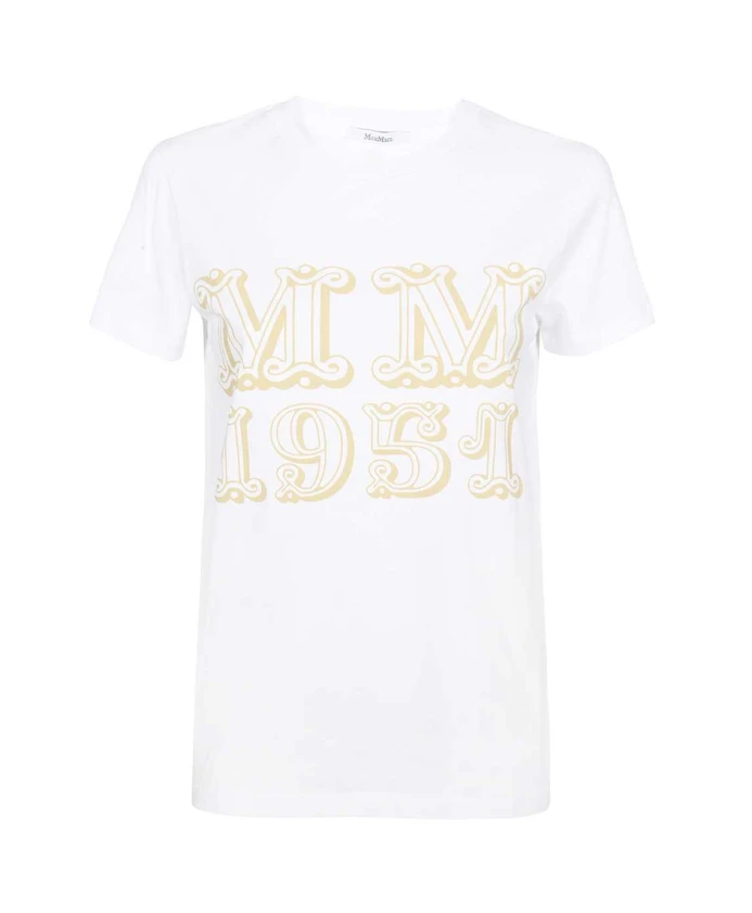 

Хлопковая футболка в рубчик с принтом на передней части. Max Mara, белый