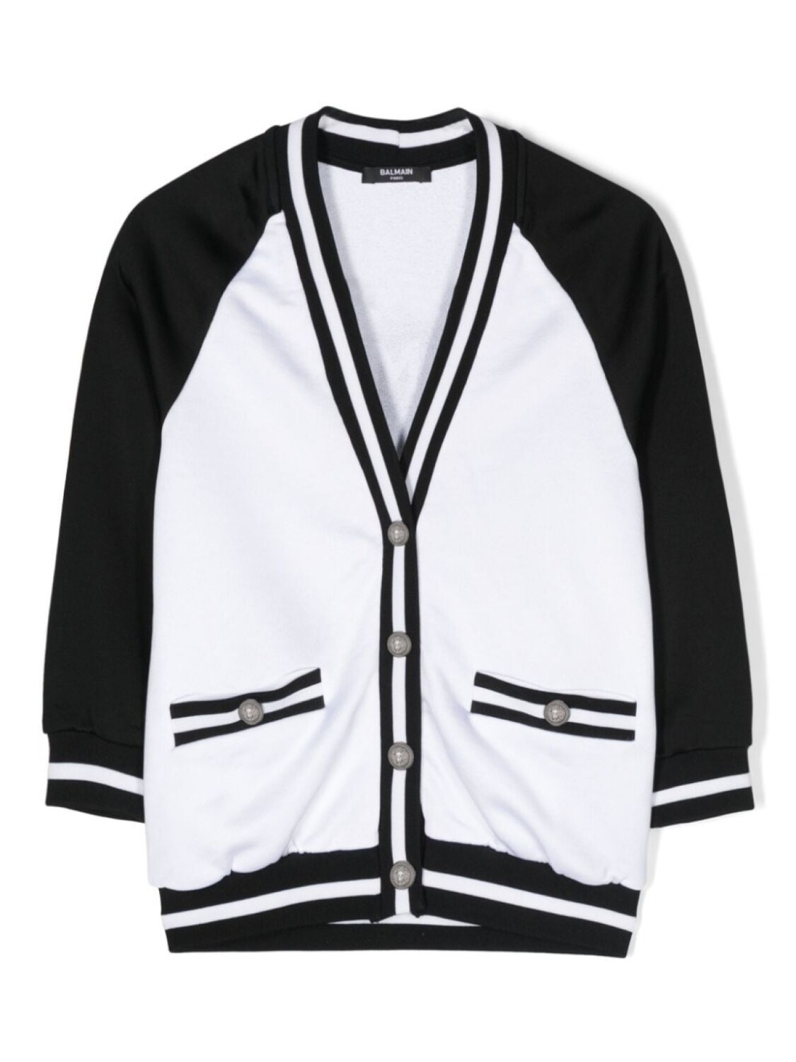 

Balmain Kids полосатый кардиган с логотипом, черный