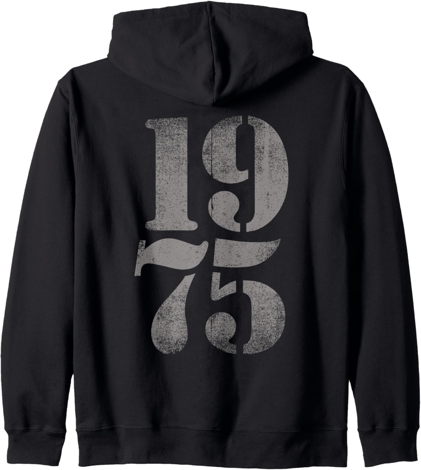 

Винтажная толстовка на молнии в стиле ретро, с эффектом потертости, 1975 год Retro Style Birth Year Apparel Gifts, черный