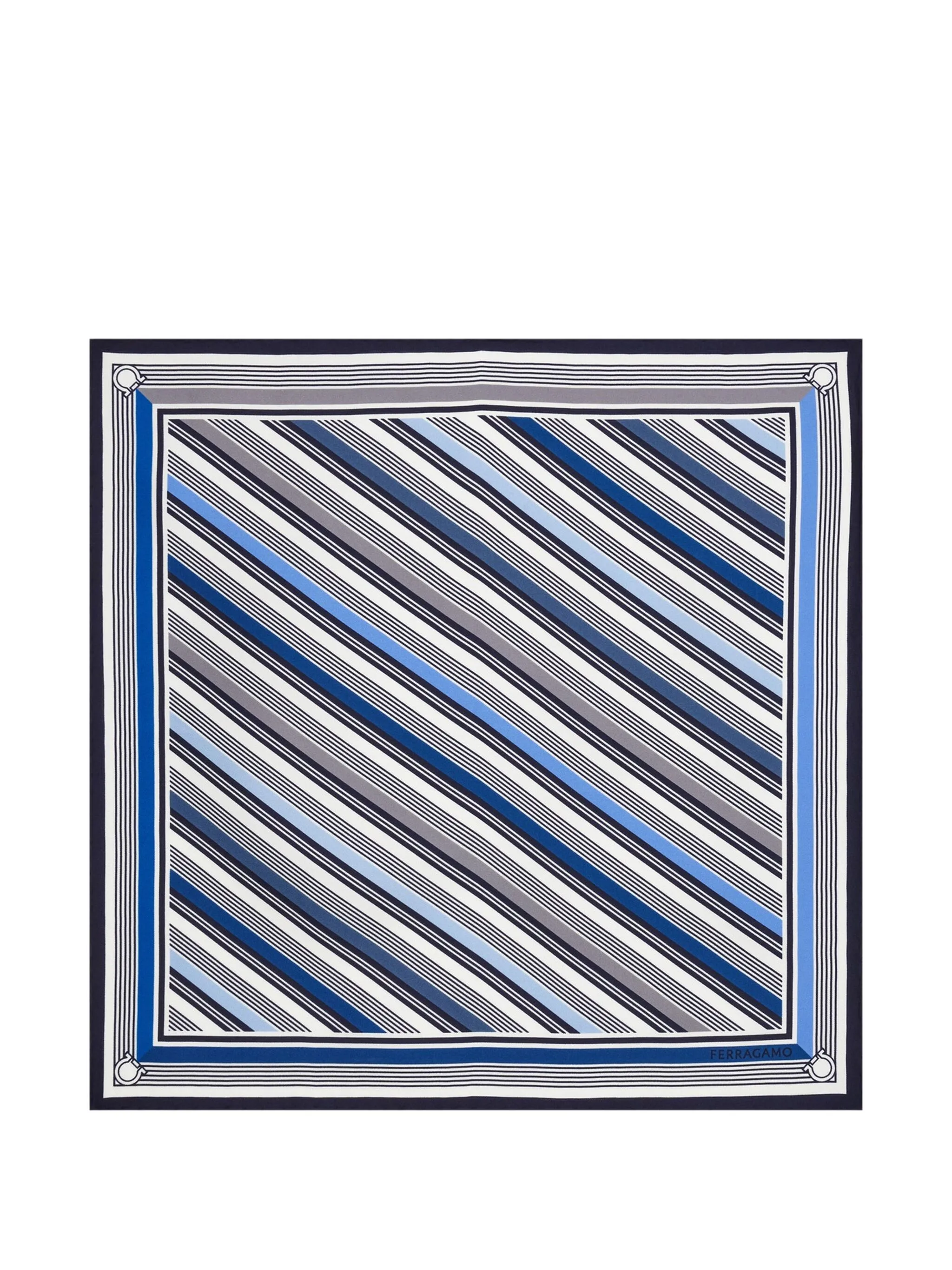 

Шелковый платок-паше с узором Ferragamo, синий