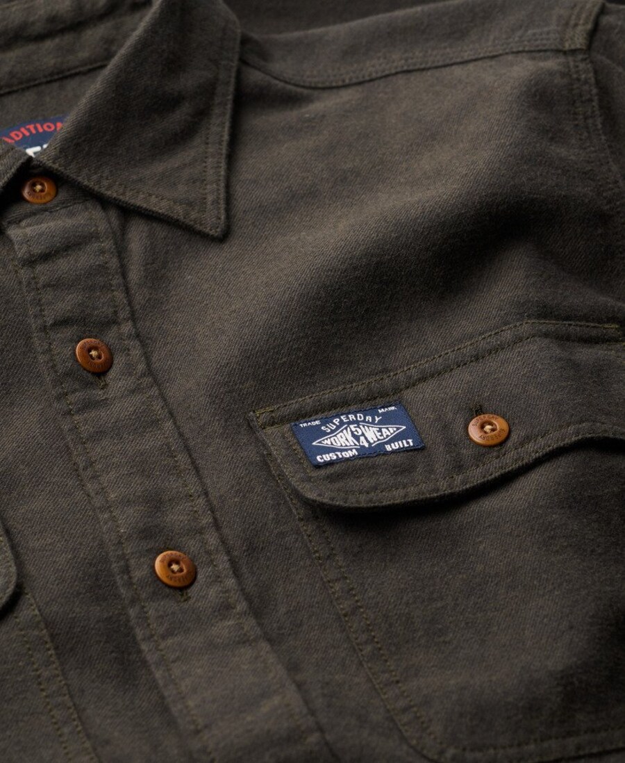 Рубашка на пуговицах классического кроя Superdry Trailsman, хаки — фото 4